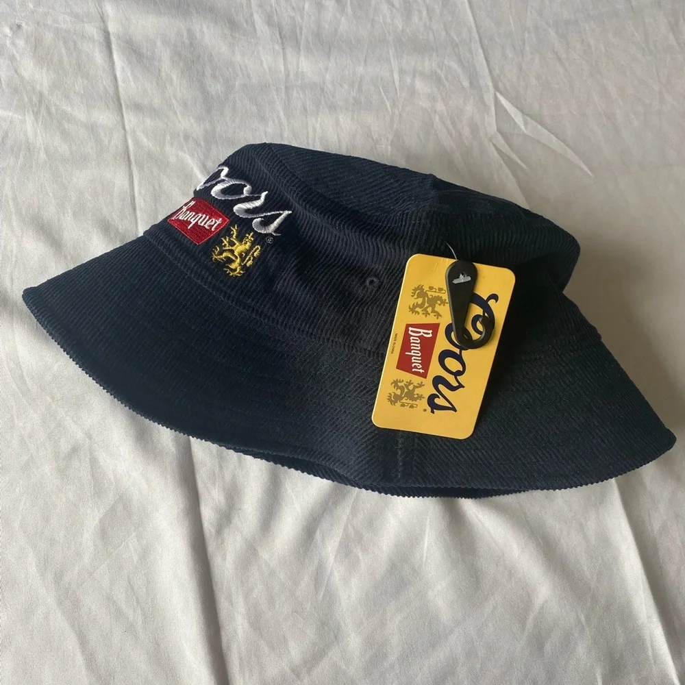 Coors Banquet Corduroy Bucket Hat Vintage Beer Boonie Cap One Size Navy Blue - Picture 5 of 7